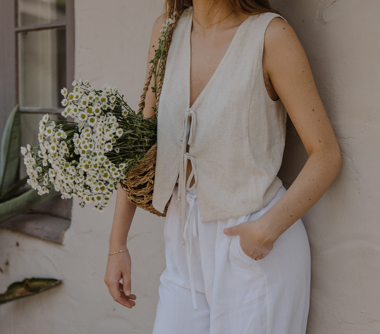 Sand Linen Vest - Dose of Soleil
