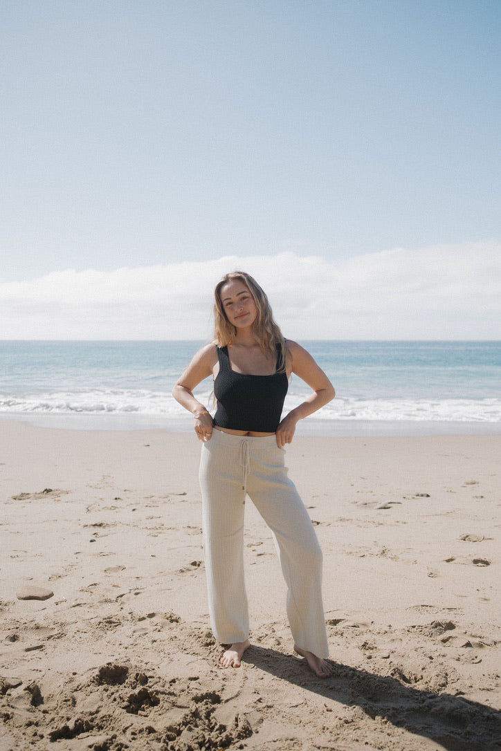 Staycation Ribbed Pants in Ivory - Dose of Soleil