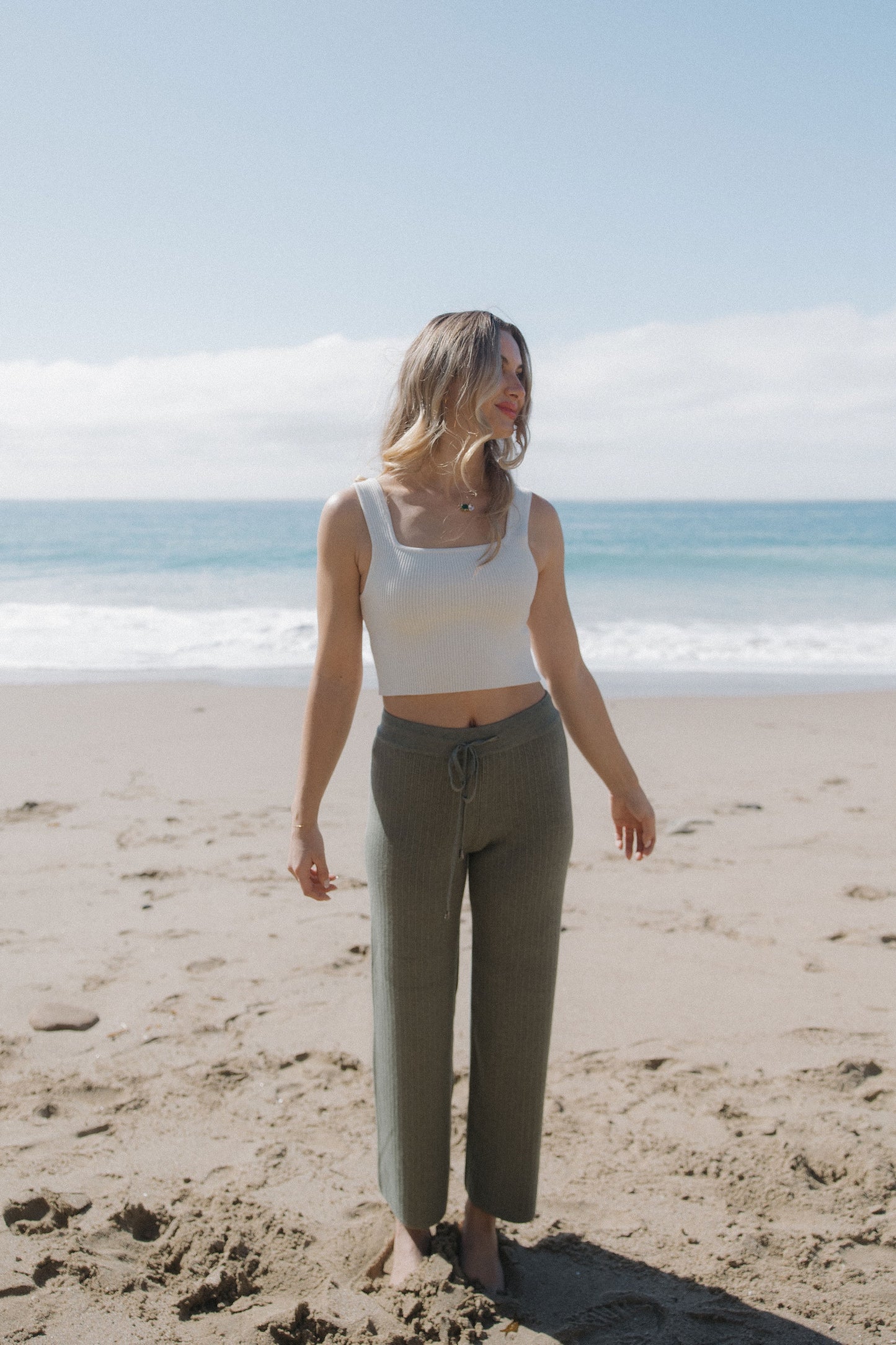 Staycation Ribbed Pants in Olive - Dose of Soleil