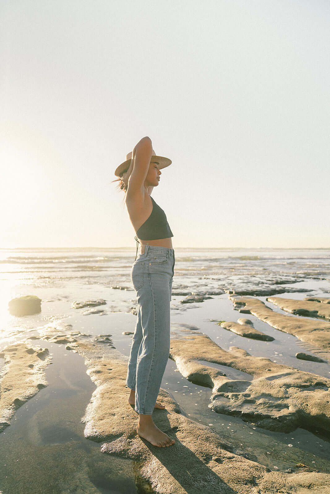 Buy Azure Linen Blend Halter Top Navy