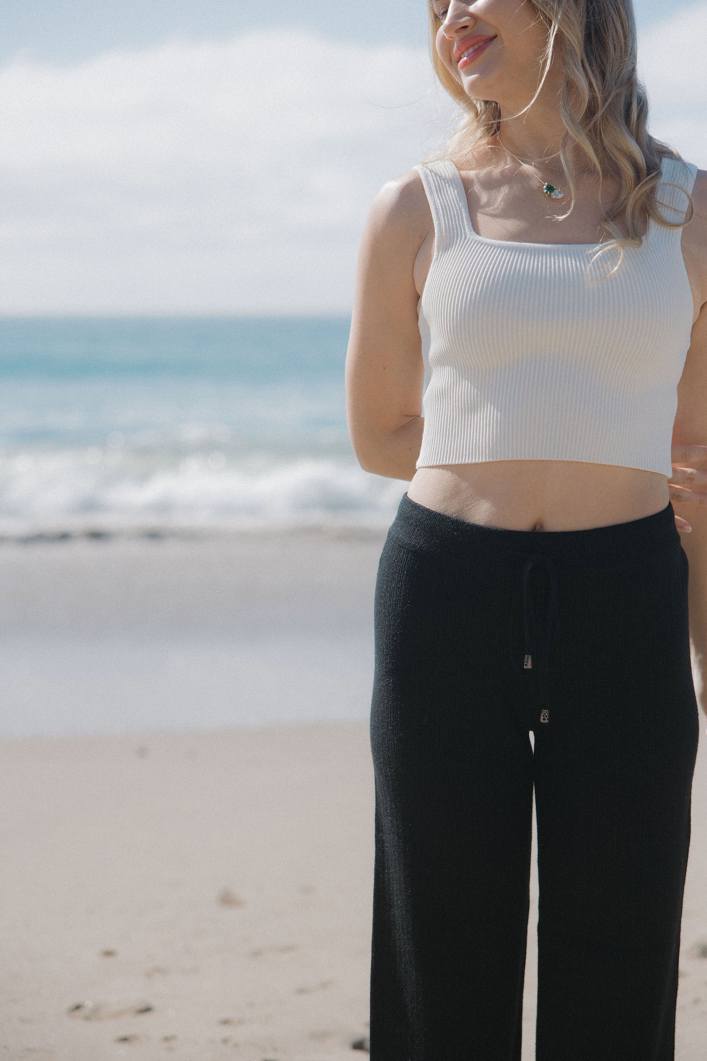 Staycation Ribbed Pants in Black - Dose of Soleil