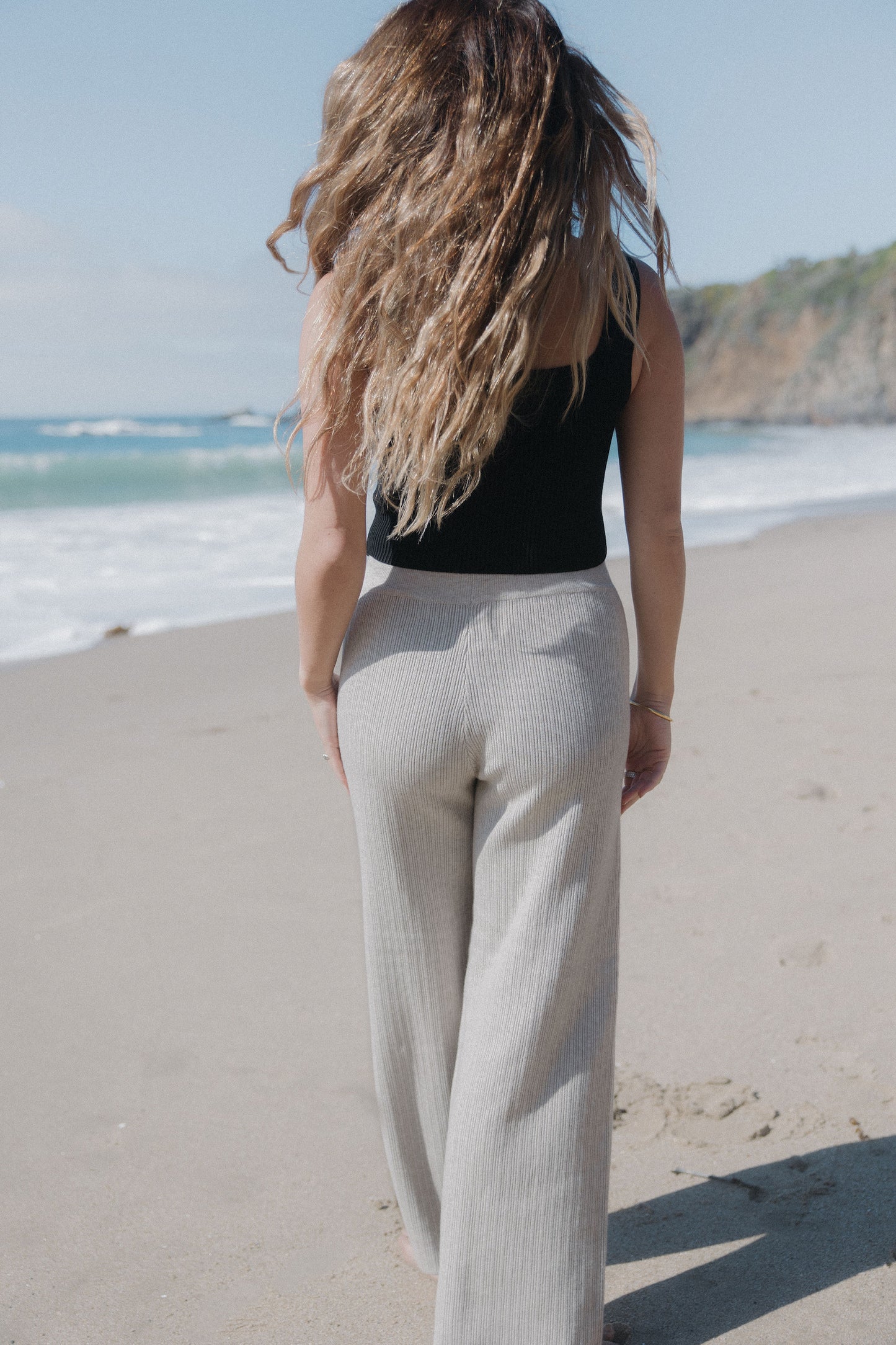 Staycation Ribbed Pants in Oatmeal - Dose of Soleil