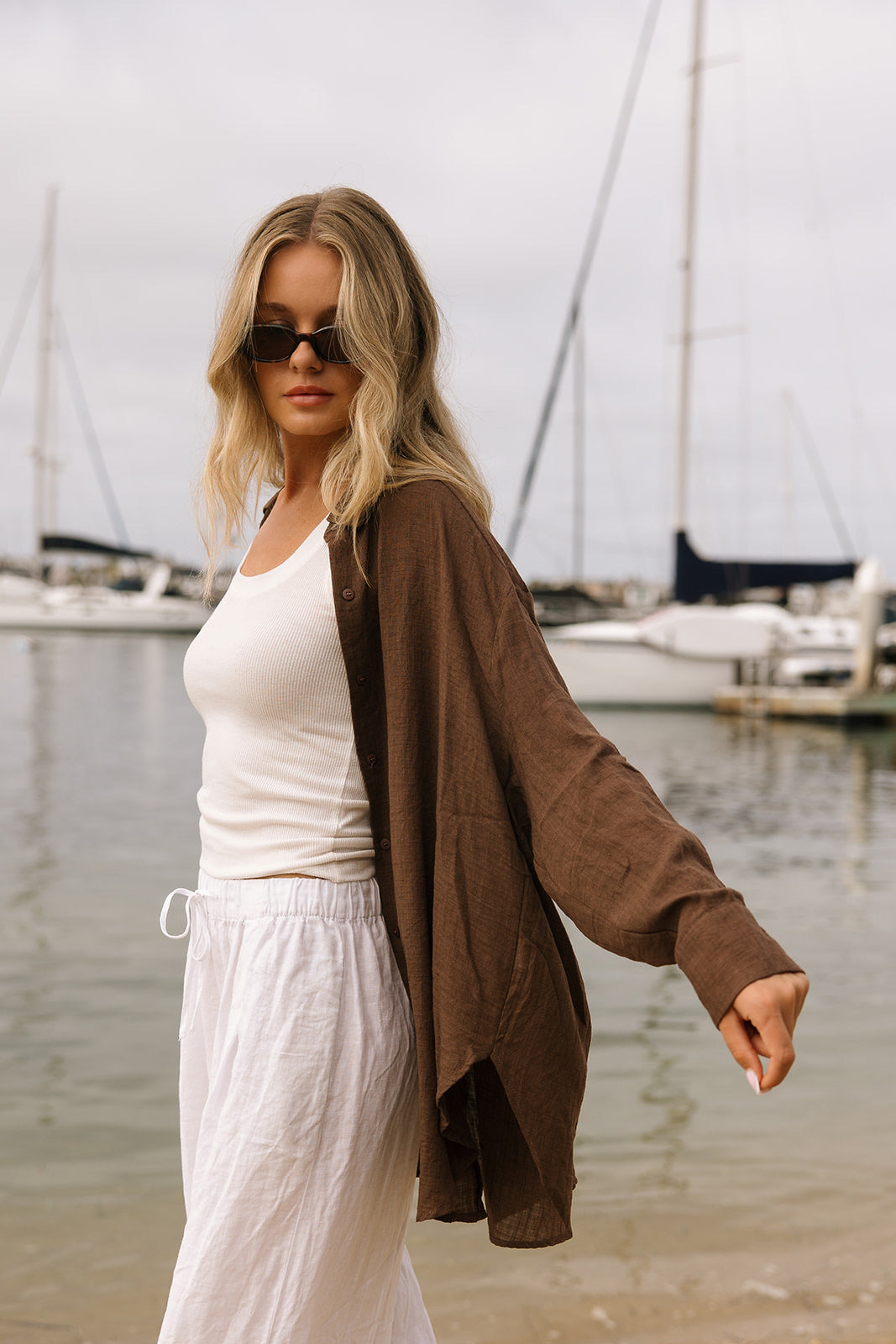 Lounge Oversized Button Up- Cocoa - Dose of Soleil