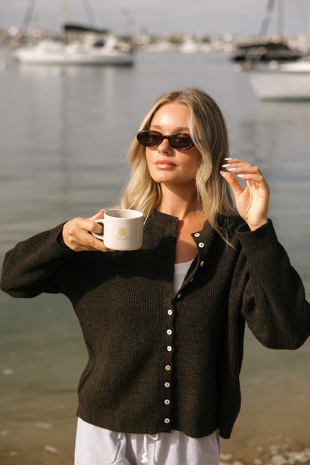 Low Tide Cardigan- Sand- Chocolate- Grey - Dose of Soleil