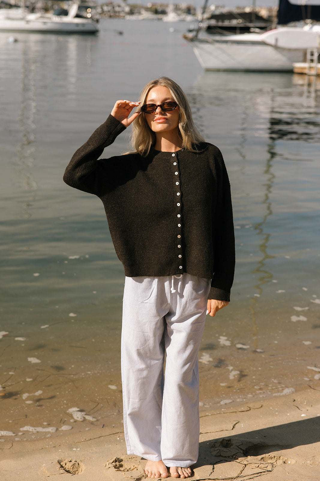 Low Tide Cardigan- Sand- Chocolate- Grey - Dose of Soleil