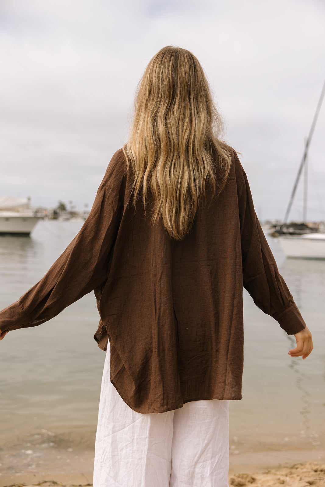 Lounge Oversized Button Up- Cocoa - Dose of Soleil
