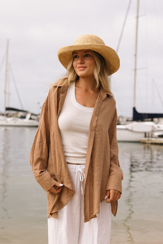 Lounge Oversized Button Up in Rose - Dose of Soleil