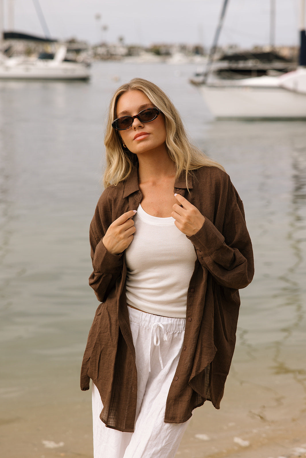 Lounge Oversized Button Up- Cocoa - Dose of Soleil