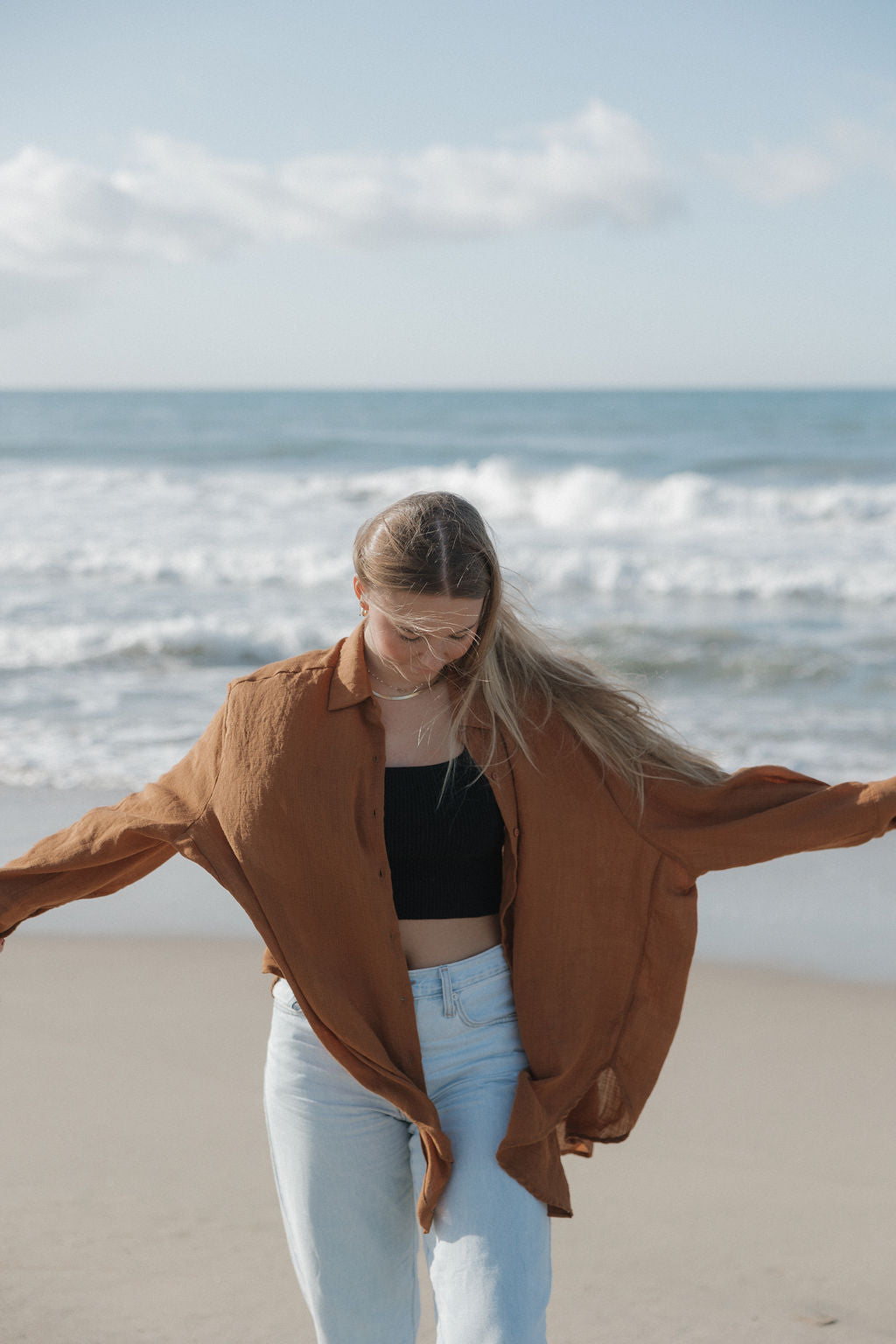 Lounge Oversized Button Up in Cinnamon - Dose of Soleil