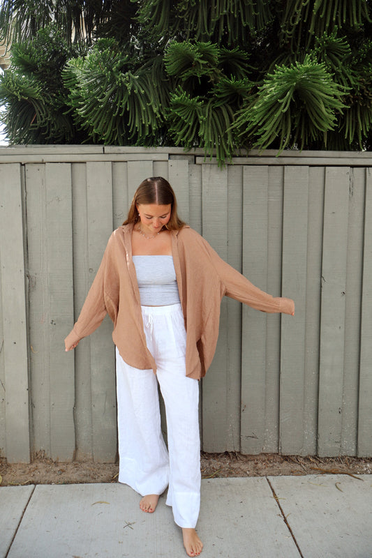 Lounge Oversized Button Up in Rose - Dose of Soleil